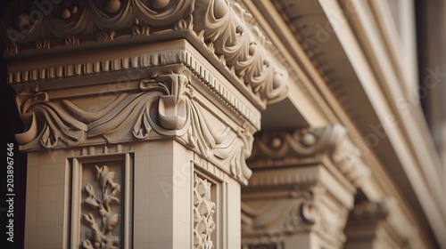 A photo of architectural molding on a vintage building.