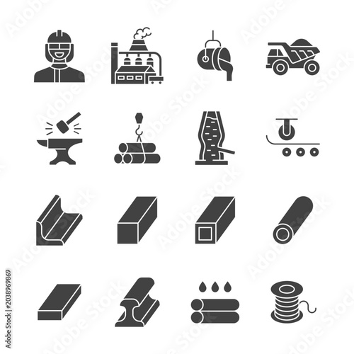 Foto Metallurgy glyph icon set
