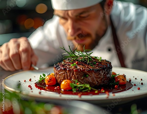 Gourmet steak plating