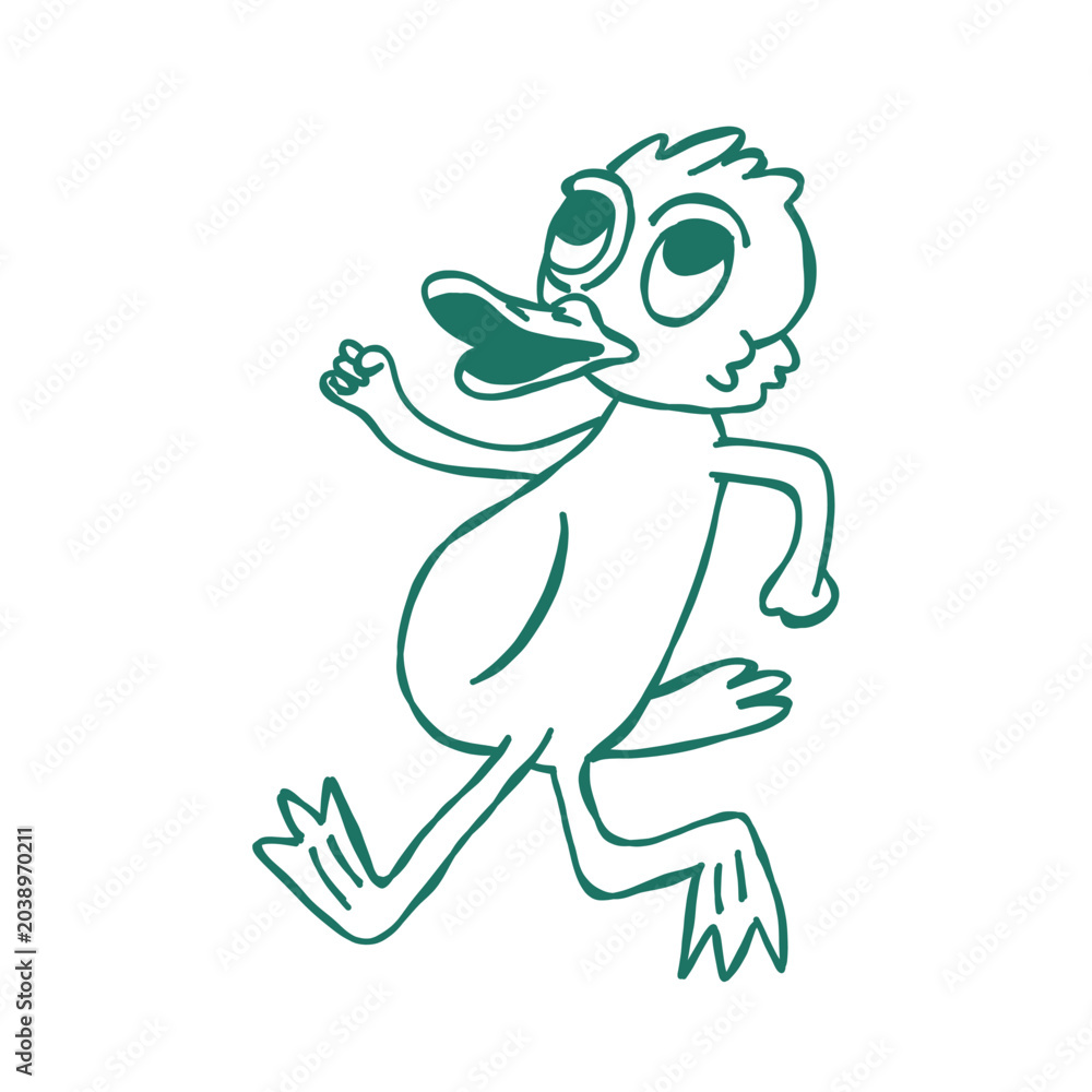 Fototapeta premium hand drawn duck retro cartoon character illustration