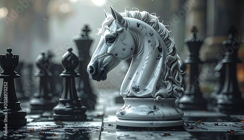 Knight chess piece closeup