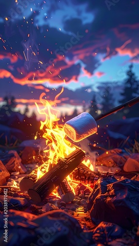 Marshmallow roasting fire