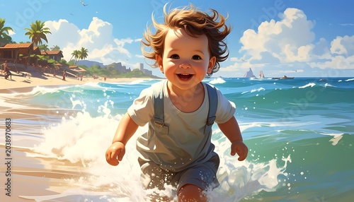 Happy child at beach