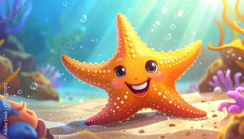 Happy starfish underwater