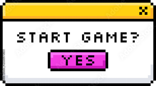 Foto Vector set of pixel art 8bit arcade ui buttons loading bar heart love video game