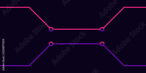 Obraz na płótnie Futuristic pink and purple neon data transfer lines on dark background vector
