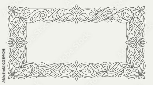 Ornate Vintage Floral Border Frame, Decorative Flourish Design, Elegant Scrollwork Corner