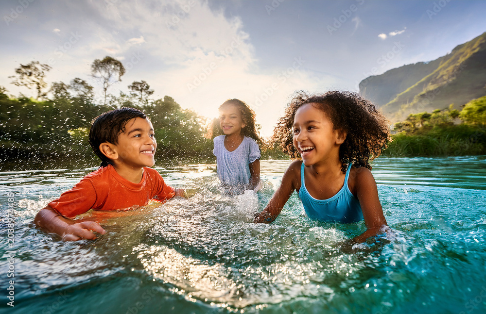 Obraz premium children playing in the water