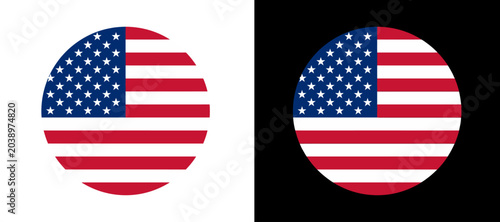 Obraz na płótnie USA Flag Circular Vector Icon – Round United States of America National Flag Bad