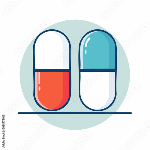 Two Colorful Capsules Illustration
