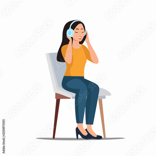 Woman Listening to Music with Headphones