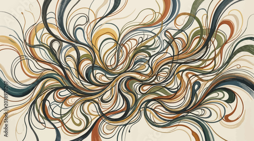 Abstract Swirling Lines Art - Organic Flowing Shapes Background