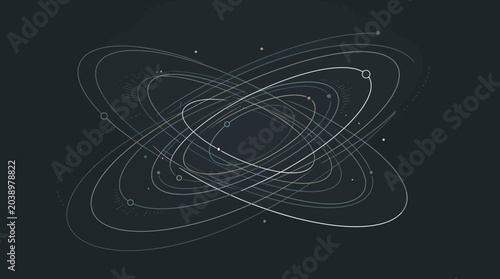 Abstract Atomic Orbitals, Quantum Physics, Scientific Concept, Futuristic Technology