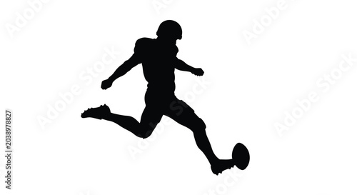 Football player kicking ball silhouette on transparent background