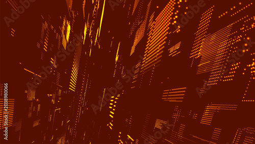 Εκτύπωση καμβά Futuristic hi-tech background with digital pixel matrix pattern on dark background
