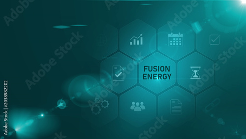 Foto Fusion Energy or Fusion Power Icons Background – Clean Power, Nuclear Fusion Rea