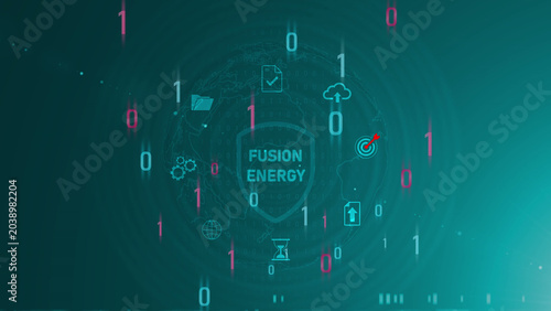 Foto Fusion Energy or Fusion Power Icons Background – Clean Power, Nuclear Fusion Rea
