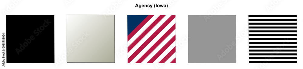 Obraz premium Agency (Iowa) blank outline map set