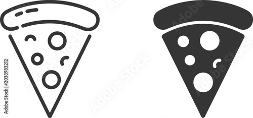 Pizza icon vector illustration featuring modern pizza sign design for restaurant branding and menu graphics.