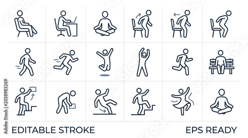 Foto Collection of Human Figure Icons Representing Various Activities and Poses