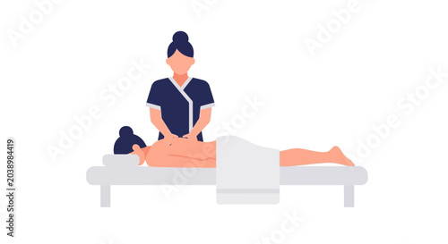 Foto Massage Therapy: Therapist Giving Back Massage to Woman on Table