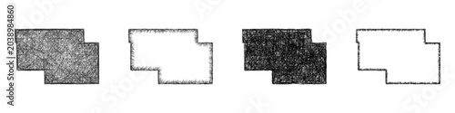 Foto Monochrome sketch Pawnee County (Kansas) outline map design set