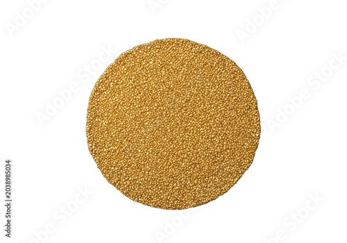 Golden glitter circle isolated on black background festive decorative element