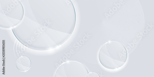 Εκτύπωση καμβά Abstract light gray and white geometric background with elegant 3D neumorphic circles and multiple glossy glassmorphism plates