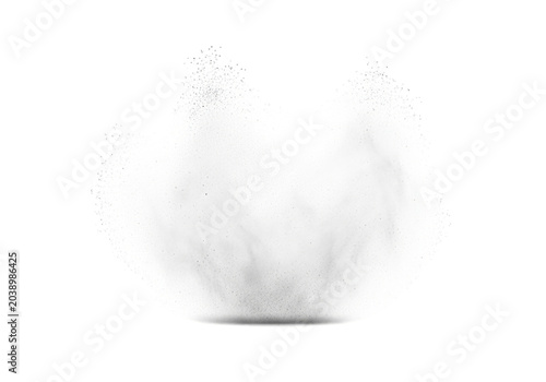 Powder explosion on black background dynamic dust cloud effect