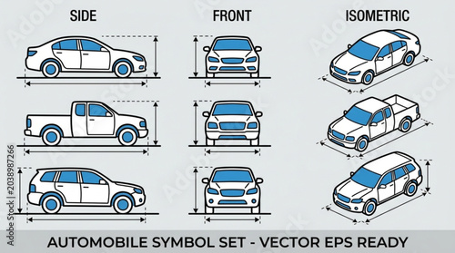 Tablou pe pânză Automobile Symbol Set Vector EPS Ready.