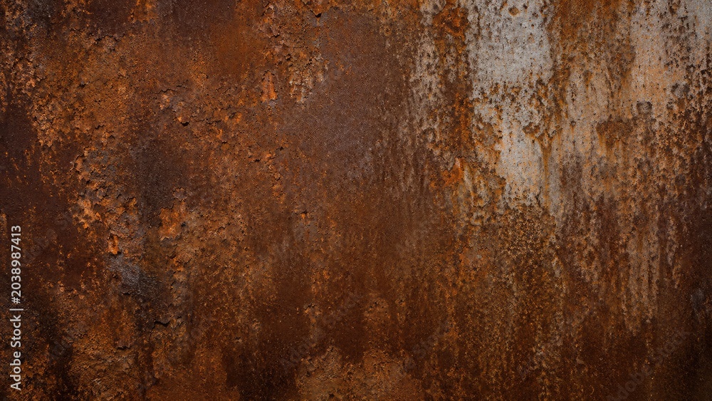 Naklejka premium Weathered Rusty Metal Surface Texture with Abstract Patterns and Tones