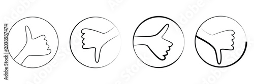Photography Thumb up and thumbs down line icon set symbol, finger up icon