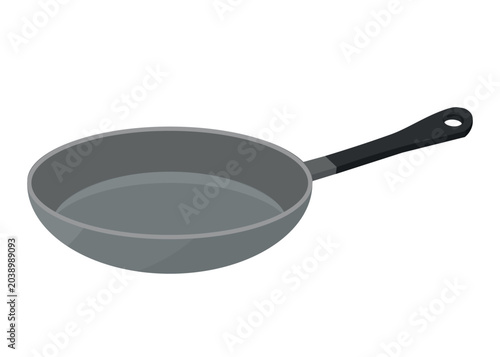 Vector Illustration of a Frying Pan in a Side Perspective. Clean Flat Design, Perfect for Kitchen, Cookware, and Food-Themed Designs.