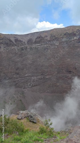  Vertical view of barren ash and rock crater of Vesuvius.