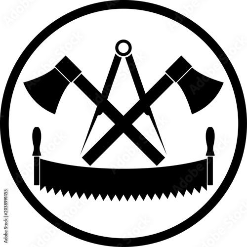 Werkzeuge, Zimmermann, Tischler, Schreiner, logo, Icon
