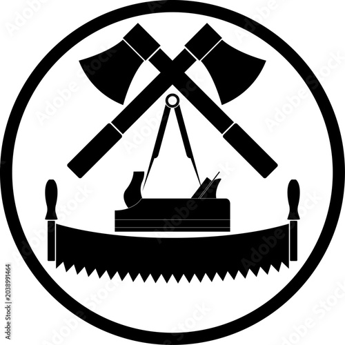 Werkzeuge, Zimmermann, Tischler, Schreiner, logo, Icon, Aufkleber