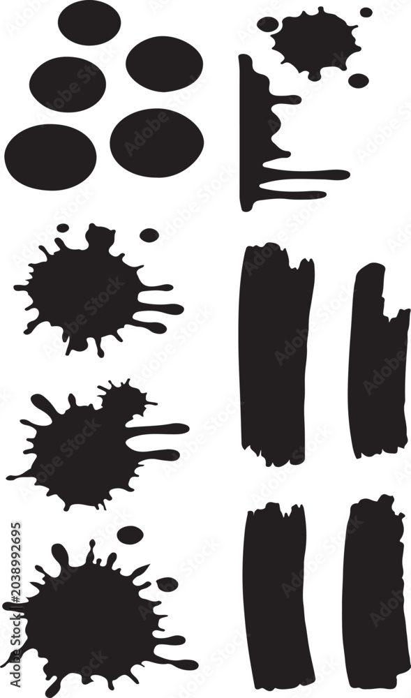 Fototapeta premium Abstract Black Grunge Brush Stroke Banner Set Collection, Hand Painted Rough Ink Paintbrush Streak Textured Rectangle Frames Isolated on White Background, Modern Distressed Artistic Vector Design.