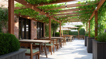 Aesthetic Terrace Background Green Walls Fairy Lights