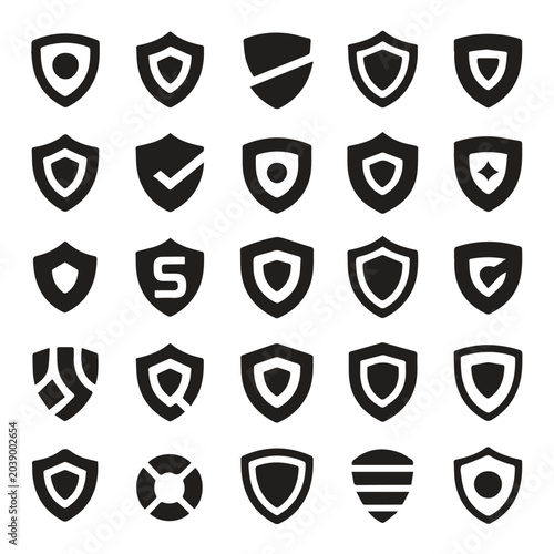 Various shield design icons for security and protection with security, graphics