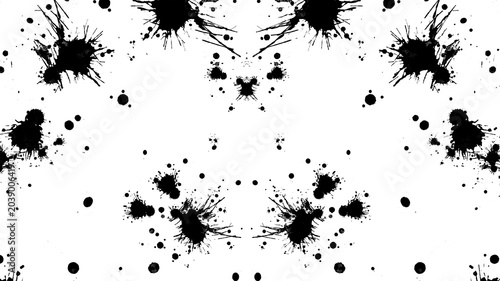 фотографія Minimal black ink blot abstract texture with scattered splashes and organic shap