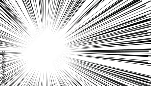 Bild auf Leinwand Explosion of light and energy radiating from a central point