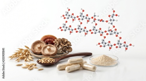 Beta Glucan Molecular Health Concept on White Background