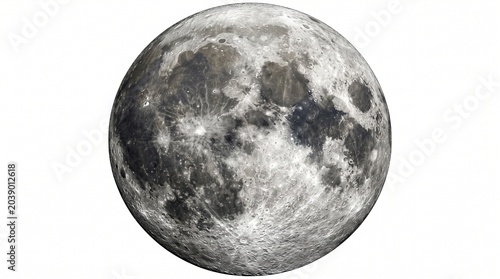 Full Moon Glowing in Deep Space Ultra Realistic Astronomy Scene on White Background