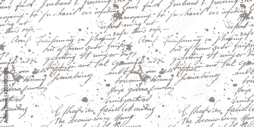 Obraz na płótnie Seamless pattern with vintage cursive handwriting script in black ink on a class