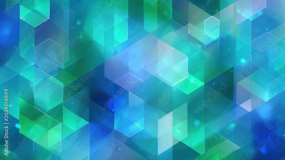 Obraz premium green blue glittering geometric shape texture, soft blur ,smooth glow light, fantasy disco design background, celebration decoration wall 