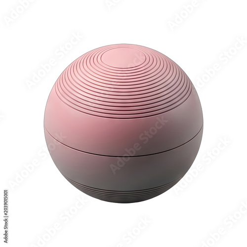 Pink Sphere with Concentric Grooves