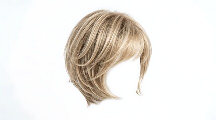 Blonde hair bun hairstyle on pure white background minimalist elegant style