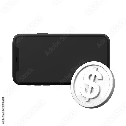Smartphone with Dollar Coin