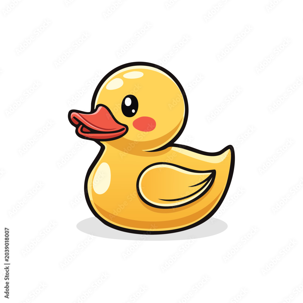 Fototapeta premium Cute Cartoon Yellow Rubber Duck Toy