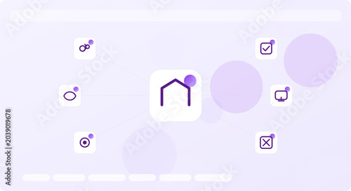 Foto Mind map concept with a central hub and connected icons
